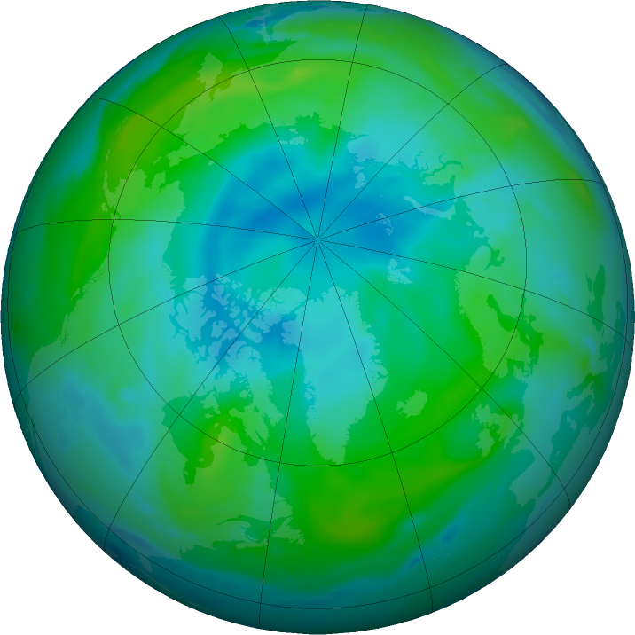 Arctic ozone map for 25 August 2020